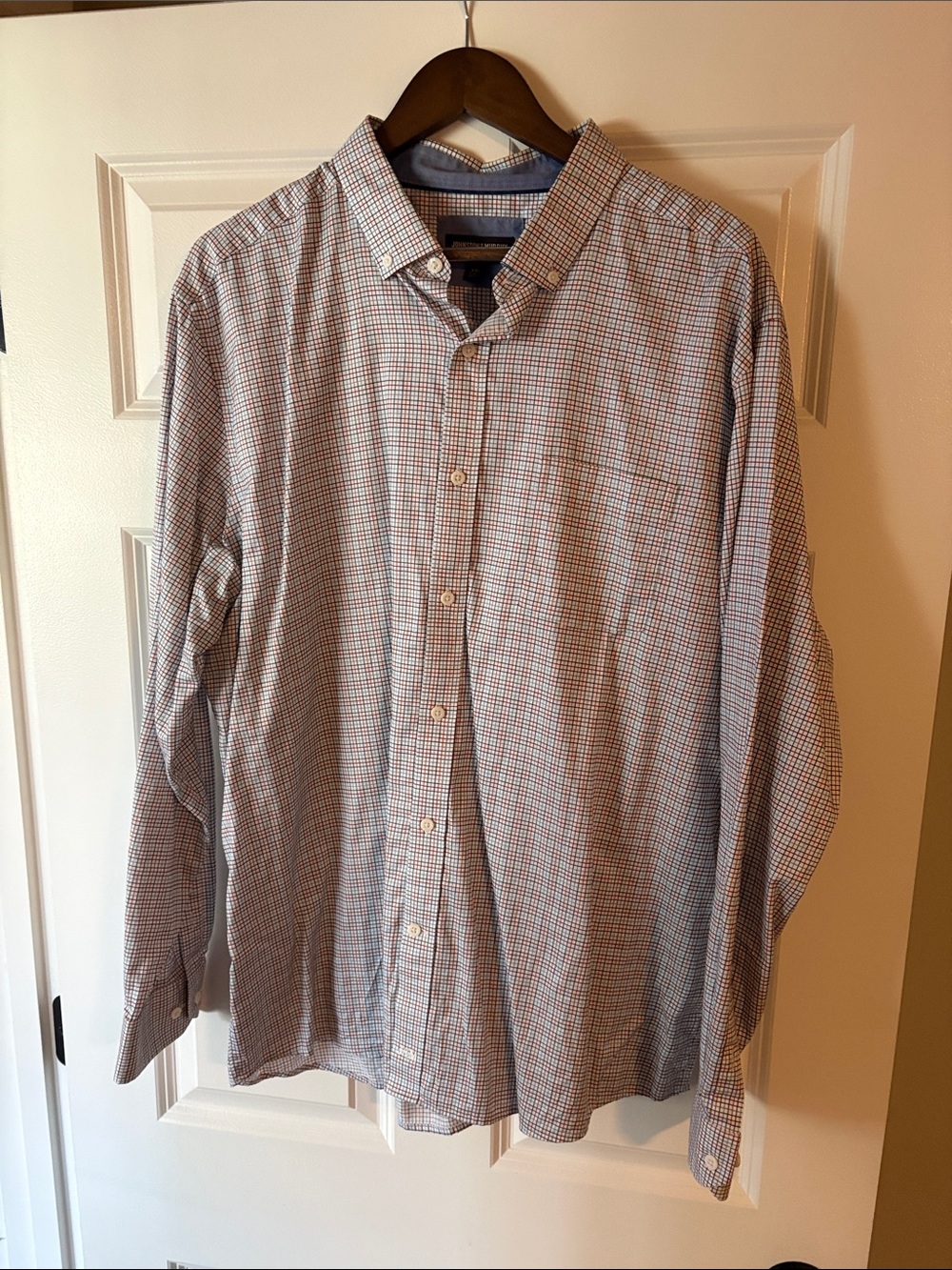 Johnston & Murphy Men's Small-Check Button-Down Shirt in Blue and White